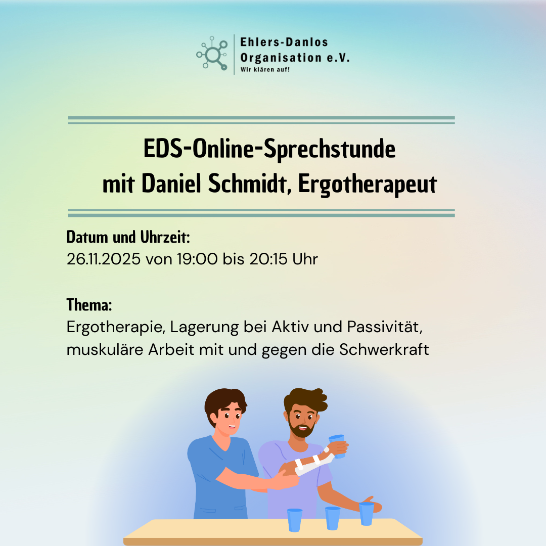 Am 26.11.2025, von 19:00 bis 20:15 Uhr findet wieder unsere nächste EDS-Online-Sprechstunde statt.