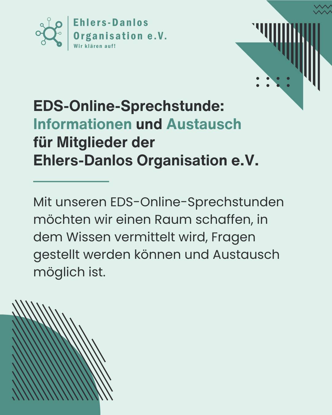 EDS-Online-Sprechstunde: Informationen und Austausch für Mitglieder der Ehlers-Danlos Organisation e.V.