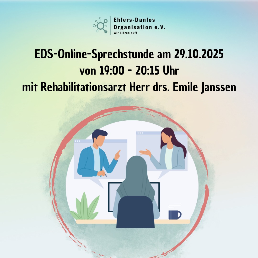 Am 29.10.2025, von 19:00 bis 20:15 Uhr findet wieder unsere nächste EDS-Online-Sprechstunde statt.